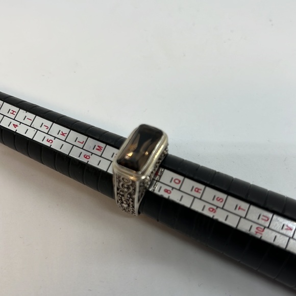 Smokey Quartz by Sarah Blaine for Willow House rectangular Bali Swirl Ring 7.5 - Picture 13 of 13